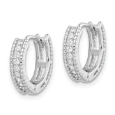 Sterling Silver Rhodium-plated Polished CZ Hinged Hoop Earrings